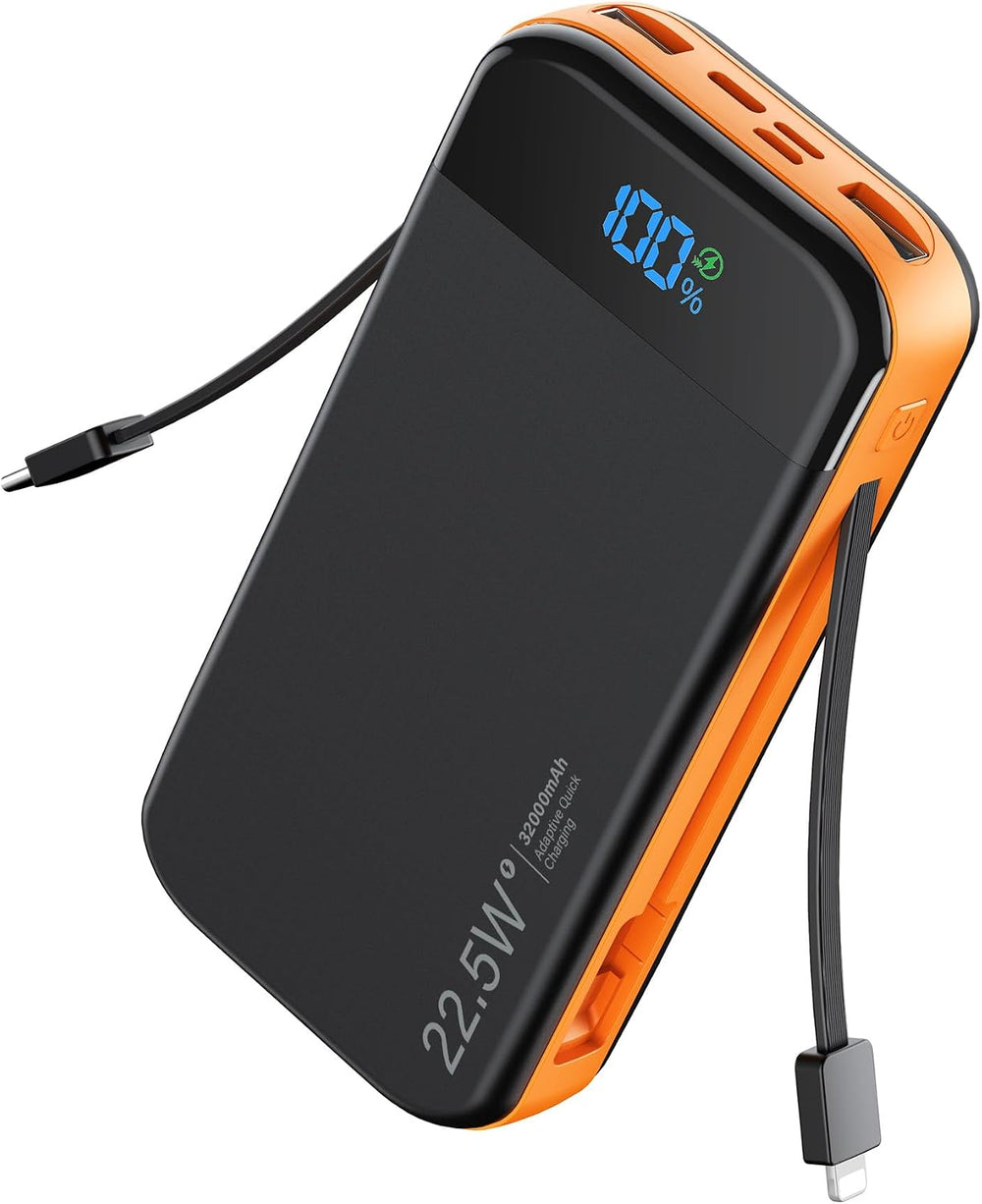 LENGSUM Portable Charger Power Bank Built-in Cables, 32000mAh 22.5W USB C Fast