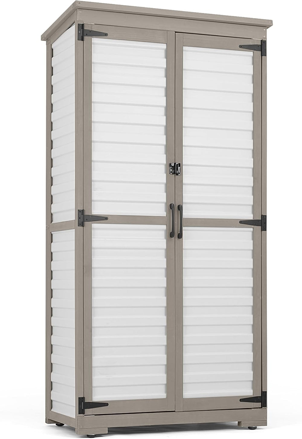 Gowoodhut Outdoor Storage Cabinet with 3 Adjustable Shelves, Lockable Doors