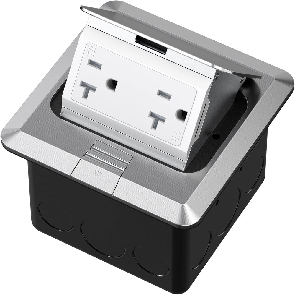 KYHSHJ Pop Up Floor Electrical Outlet Box Kit，20 Amp Stainless Steel TR