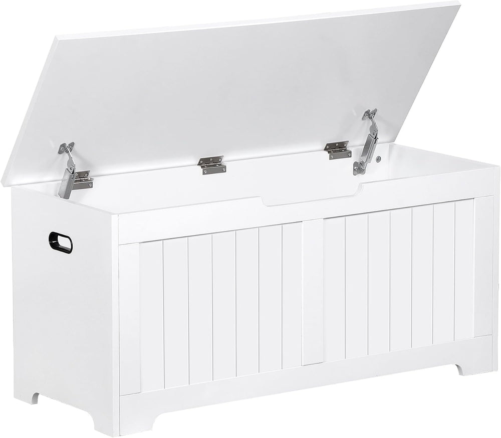 Wooden Storage Chest Box with Flip-top Lid & Safety Hinge, 39.4 Inch Livi...