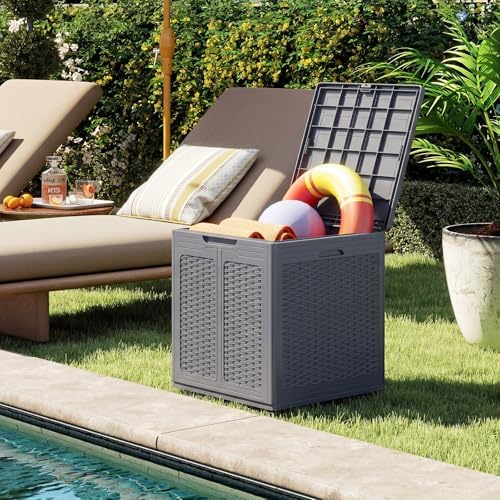 Tangkula 39 Gallon Outdoor Storage Box with Lockable Lid