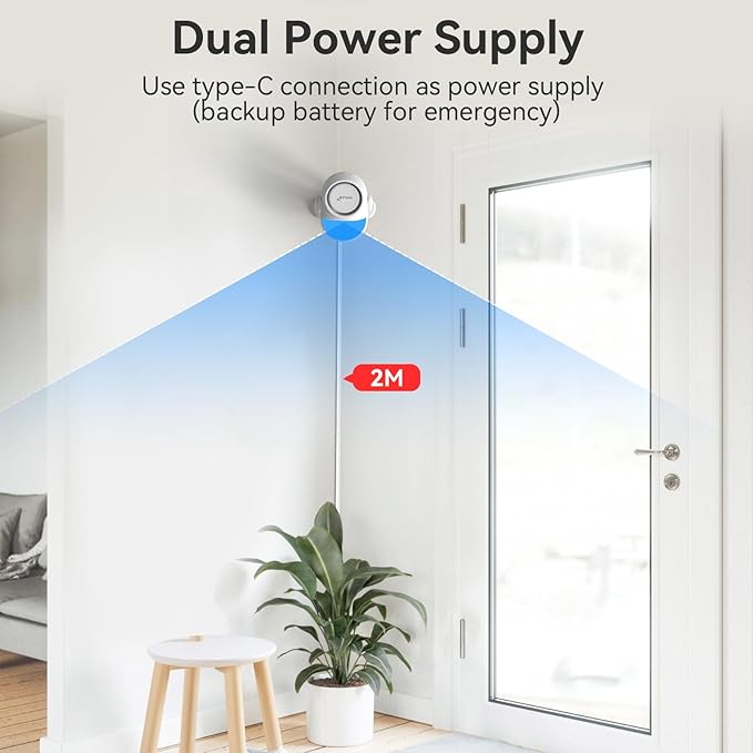 CPVAN WiFi Motion Sensor Alarm, 125dB Wireless Smart PIR Motion Detector Alarm