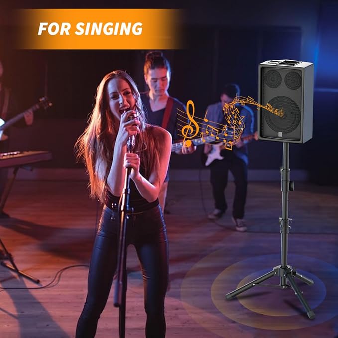 Small Speaker Stands 2 Pack, 24-50 Inch Height Adjustable Speaker Tripod Stand