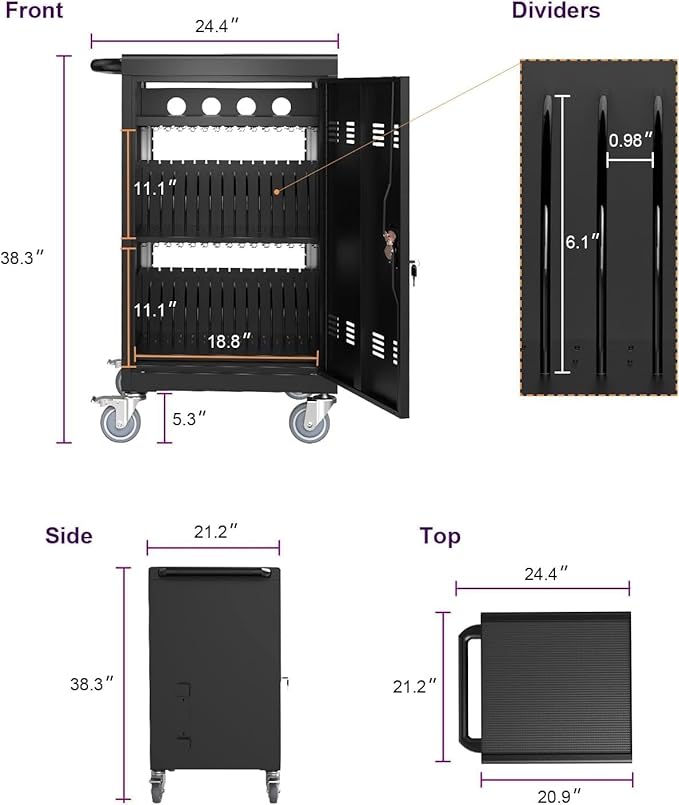 TIOPLY 36 Device Charging Cart for Laptop Up to 16.3-inch Screen, Mobile