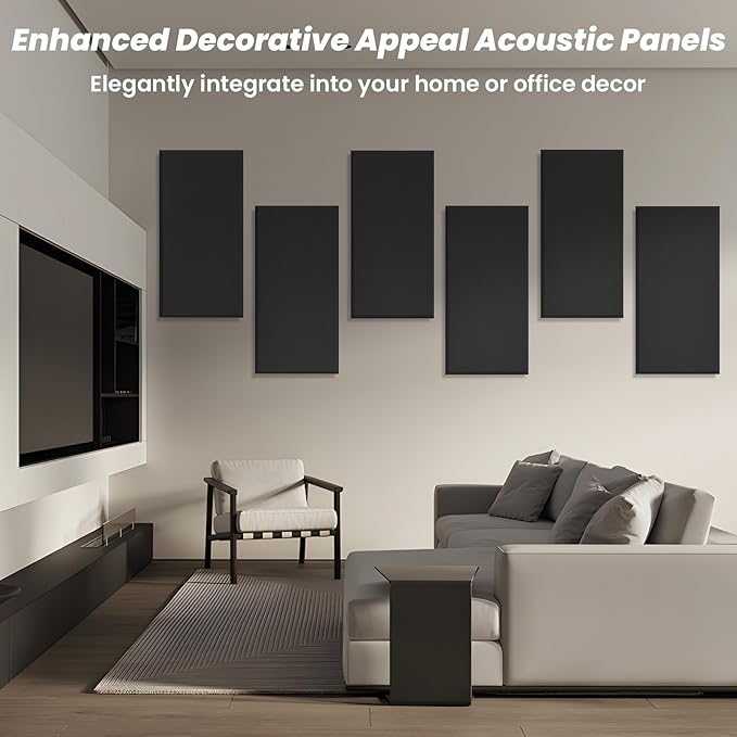 6 PCS Acoustic Panels, Large Soundproof Wall Panels, Professional Fiberglass