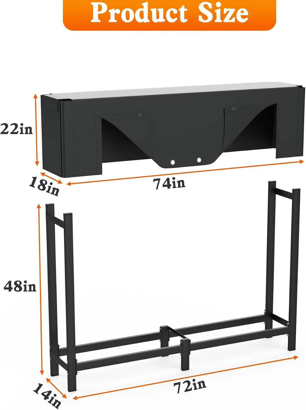 WALMANN Heavy-Duty 6 ft Firewood Rack with Cover & Firewood Carry Bag