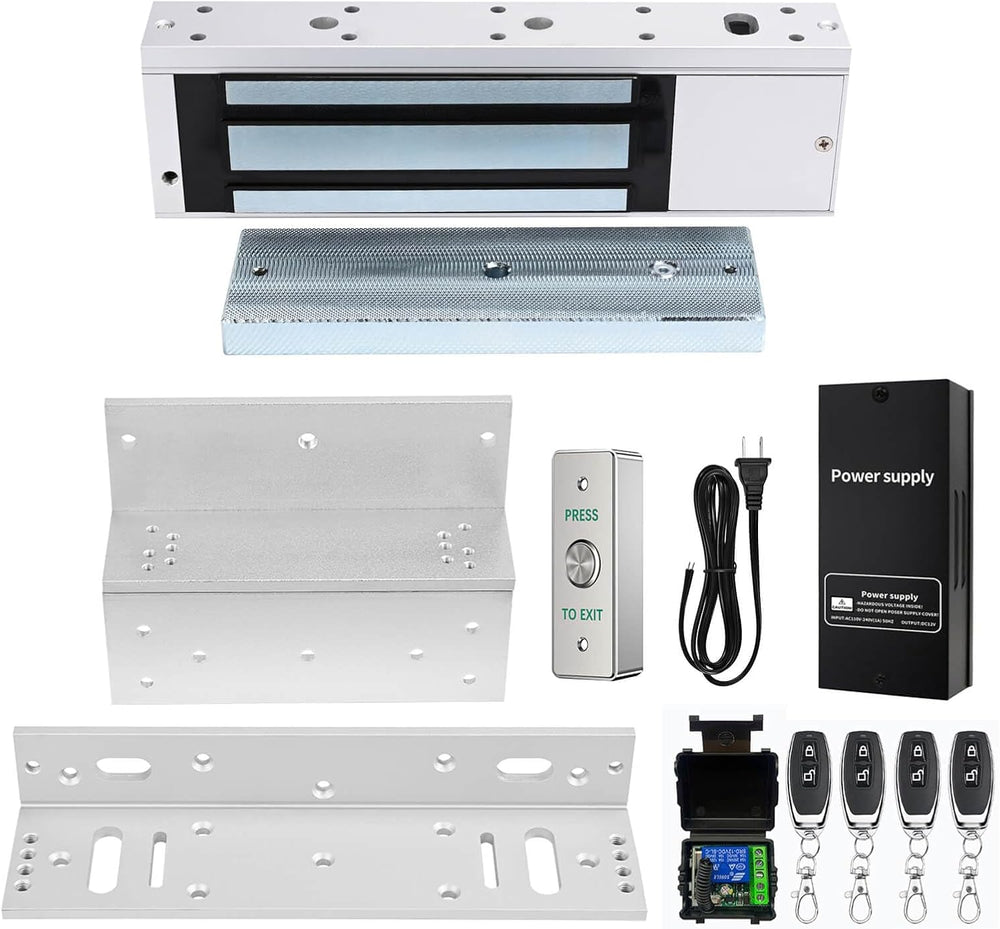 Door Access Control System 1200lbs Magnetic Lock Kit with ZL Bracket 4 Remote...