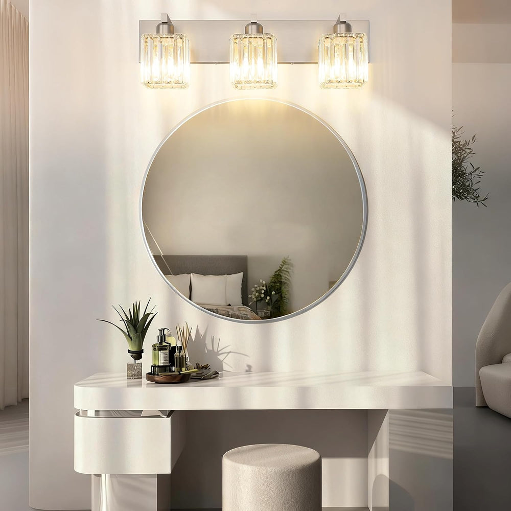 Aipsun Brushed Nickel Vanity Light Bathroom Lighting Fixtures 3 Light Crystal...