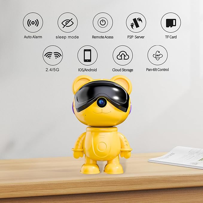 dzcctvipc-Cute Bear-2K Smart-Robot Security-Camera Wireless