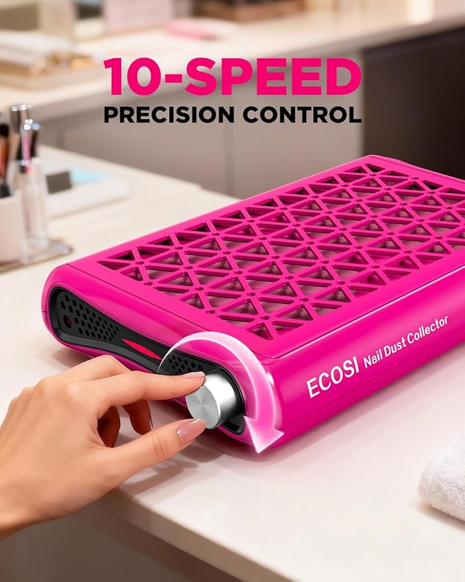 ECOSI Nail Dust Collector, Dual Turbo & 1600PA Professional Vacuum Fan Du...