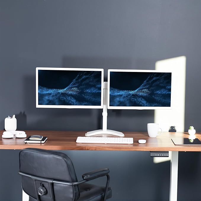 VIVO Dual LED LCD Monitor Mount, Free-Standing Desk Stand