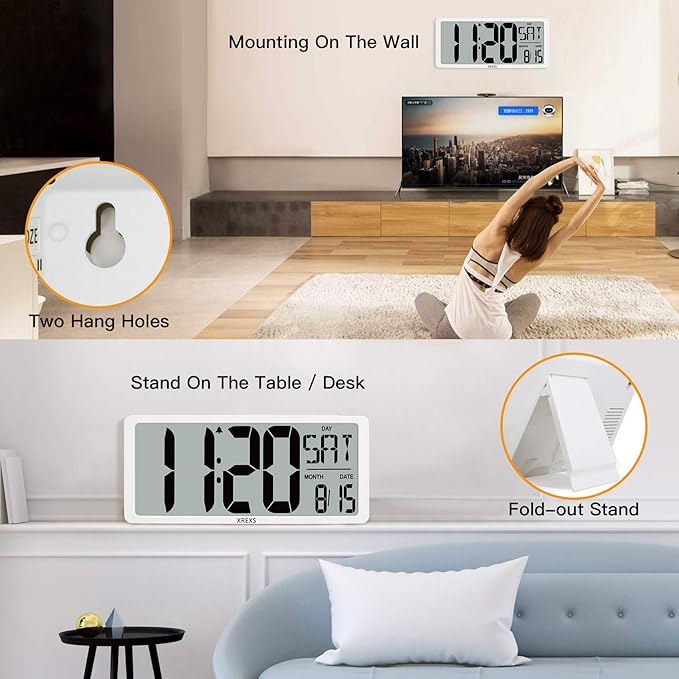 XREXS Large Digital Wall Clock