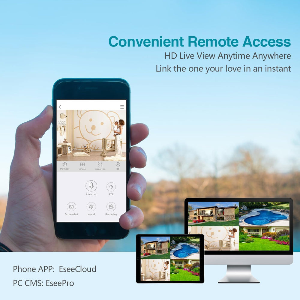 Wireless Security Camera System with 10.1" Monitor 4pcs 5MP Camera