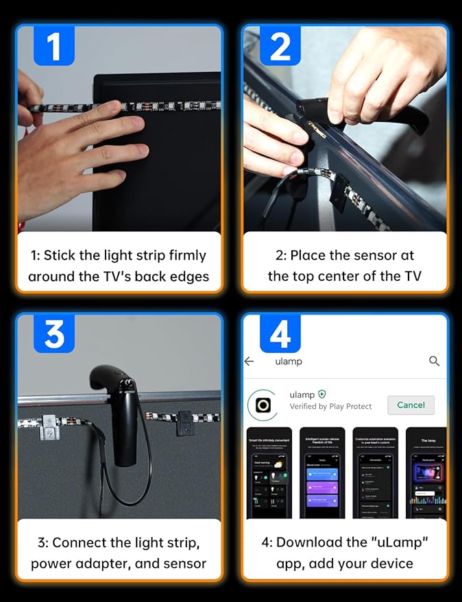 FFJ TV LED Backlight with Sensor, 14.7ft Cuttable RGB Lights That Change with TV