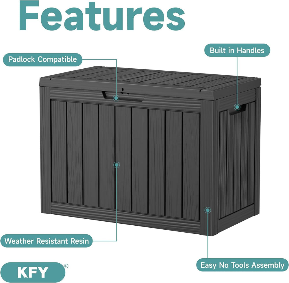 45 Gallon Waterproof Resin Deck Box, UV Resistant Outdoor Storage for Garden,...