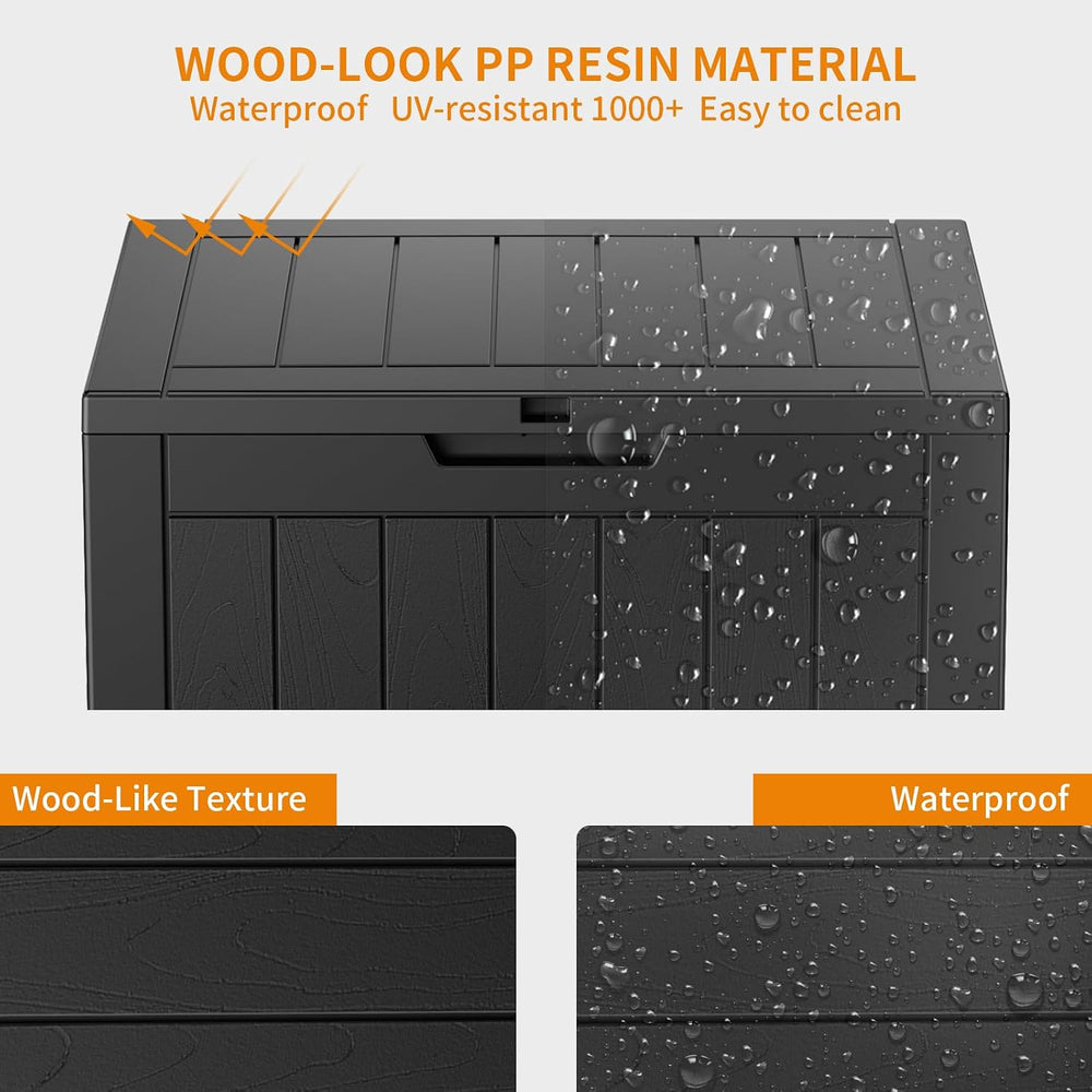 PatioZen 30 Gallon Resin Deck Box with Lockable Lid, Waterproof storage box f...