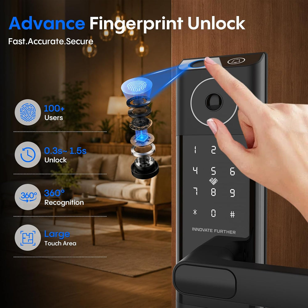 Smart Door Lock with Video Doorbell & Fingerprint,Security Front Door Locks