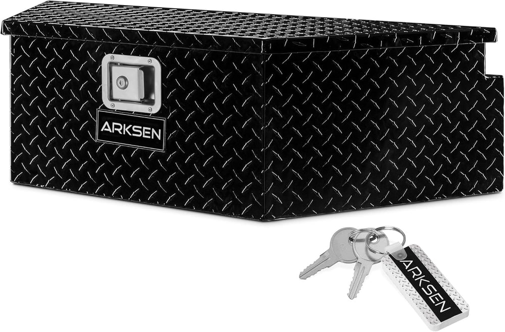 ARKSEN 39" Trailer Tongue Box, Heavy Duty Diamond Plate Tool Chest, Black