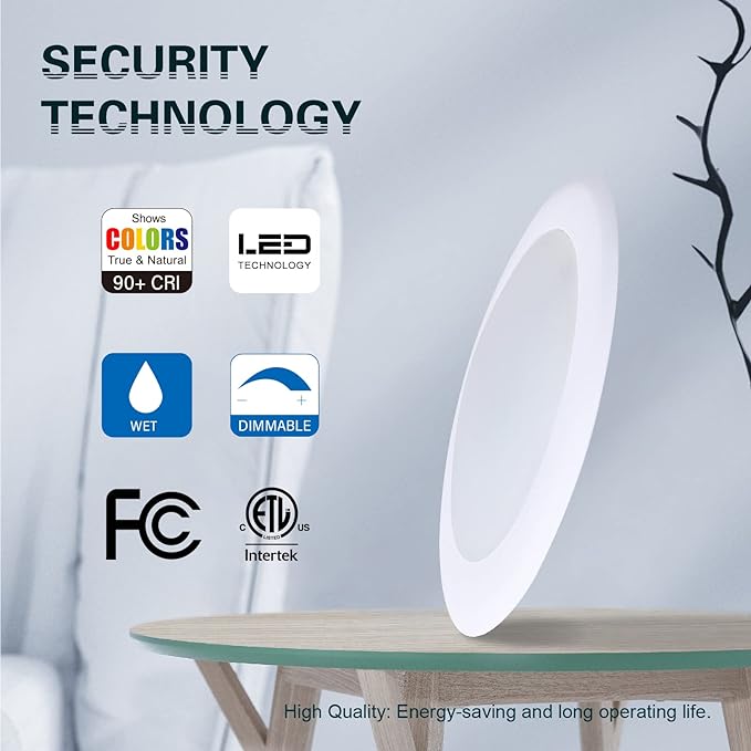 TOPELER 6in Dimmable Flush Mount Ceiling Recessed Light, 15W 4000K Cool White...