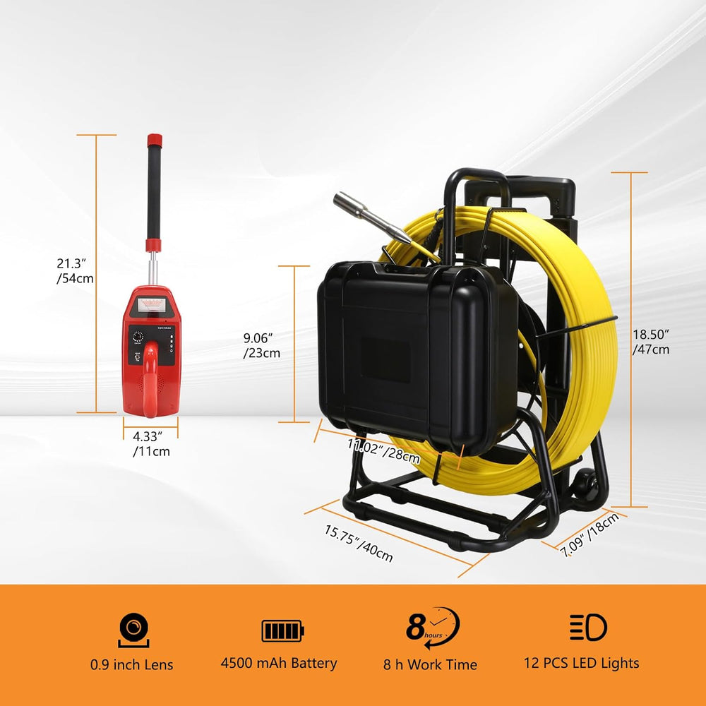 Sewer Camera with Locator,Self Leveling,165FT/50M,Retractable Handle,7MM Cabl...