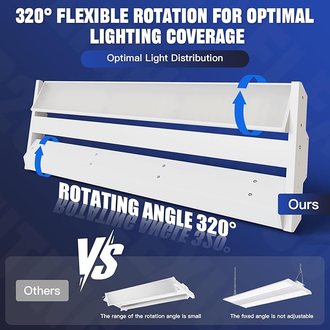 JTT 200/150/100W LED Linear Shop Lights, 2FT 30000LM 360° Adjustable Led High...