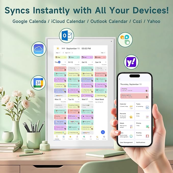 21.5 Inch Smart Digital Calendar – Electronic Chore Chart & Planner