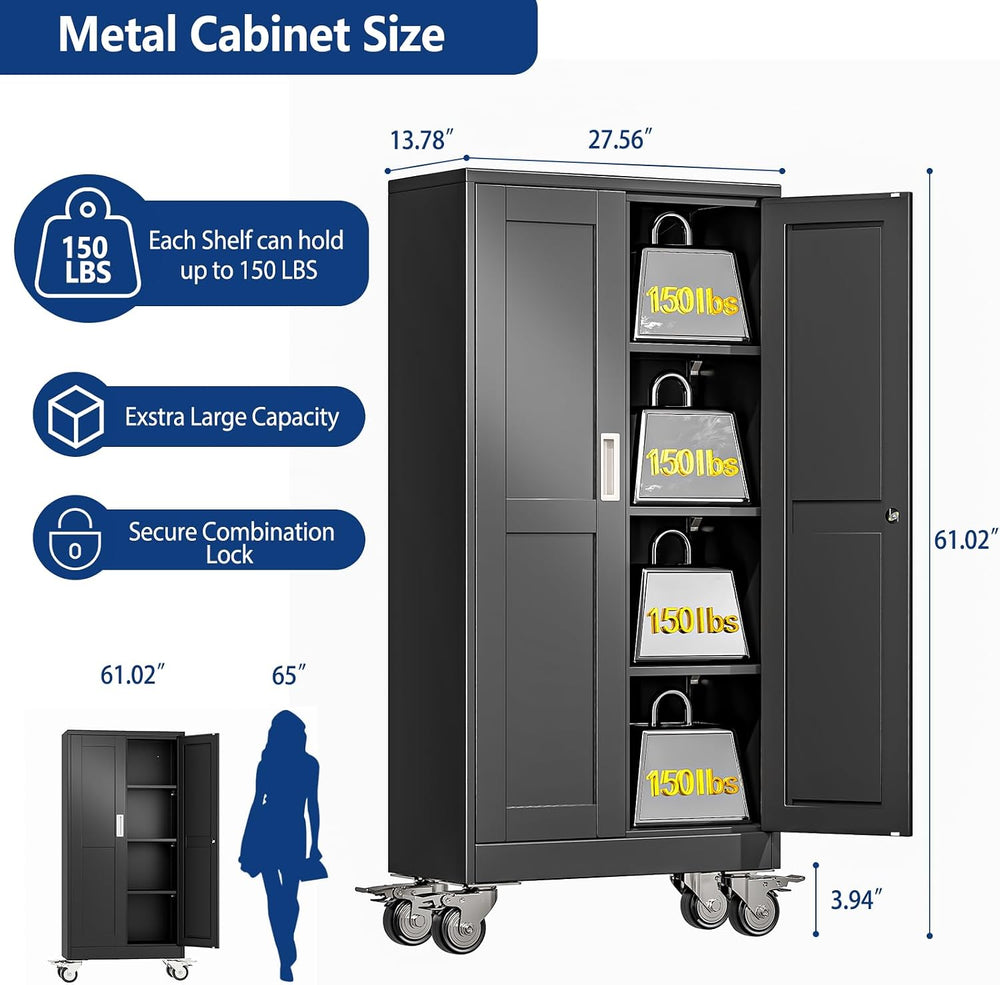 Ckzbx Metal Garage Storage Cabinet with Locking Doors and Adjustable Shelves,...