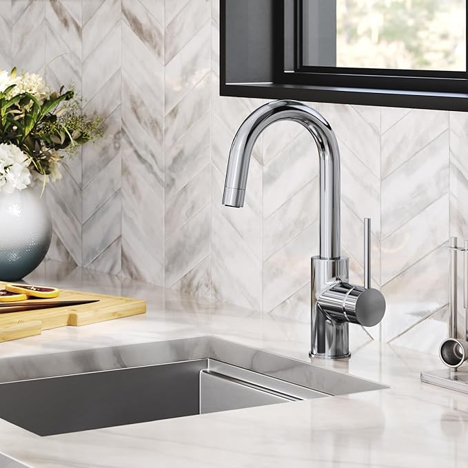 KRAUS Oletto Single Handle Kitchen Bar Faucet in Chrome Finish, KPF-2600CH