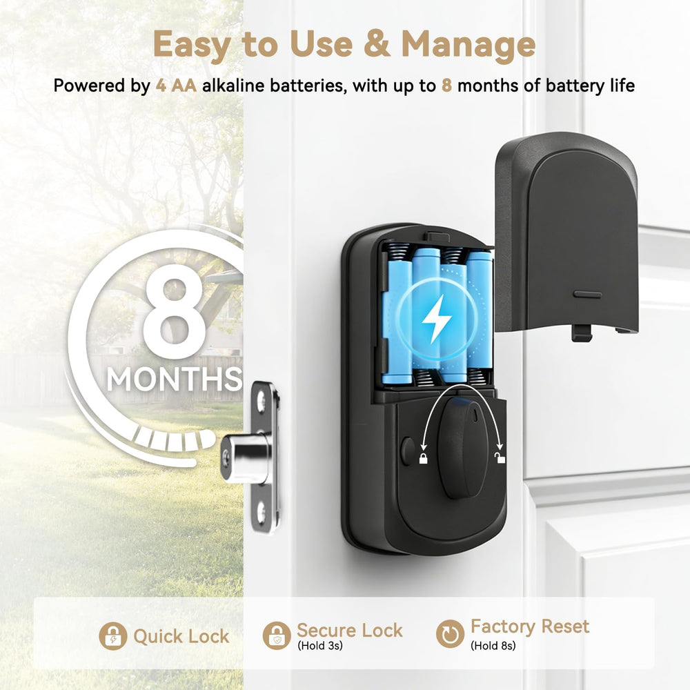 350YS 5-in-1 Keyless Entry Door Lock Smart Deadbolt with Handle Black
