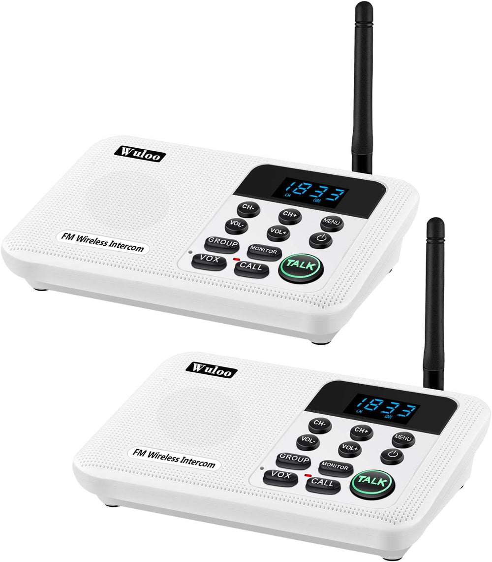 Wuloo Intercoms Wireless for Home 1 Mile Range 22 Channel 100 Digital Code