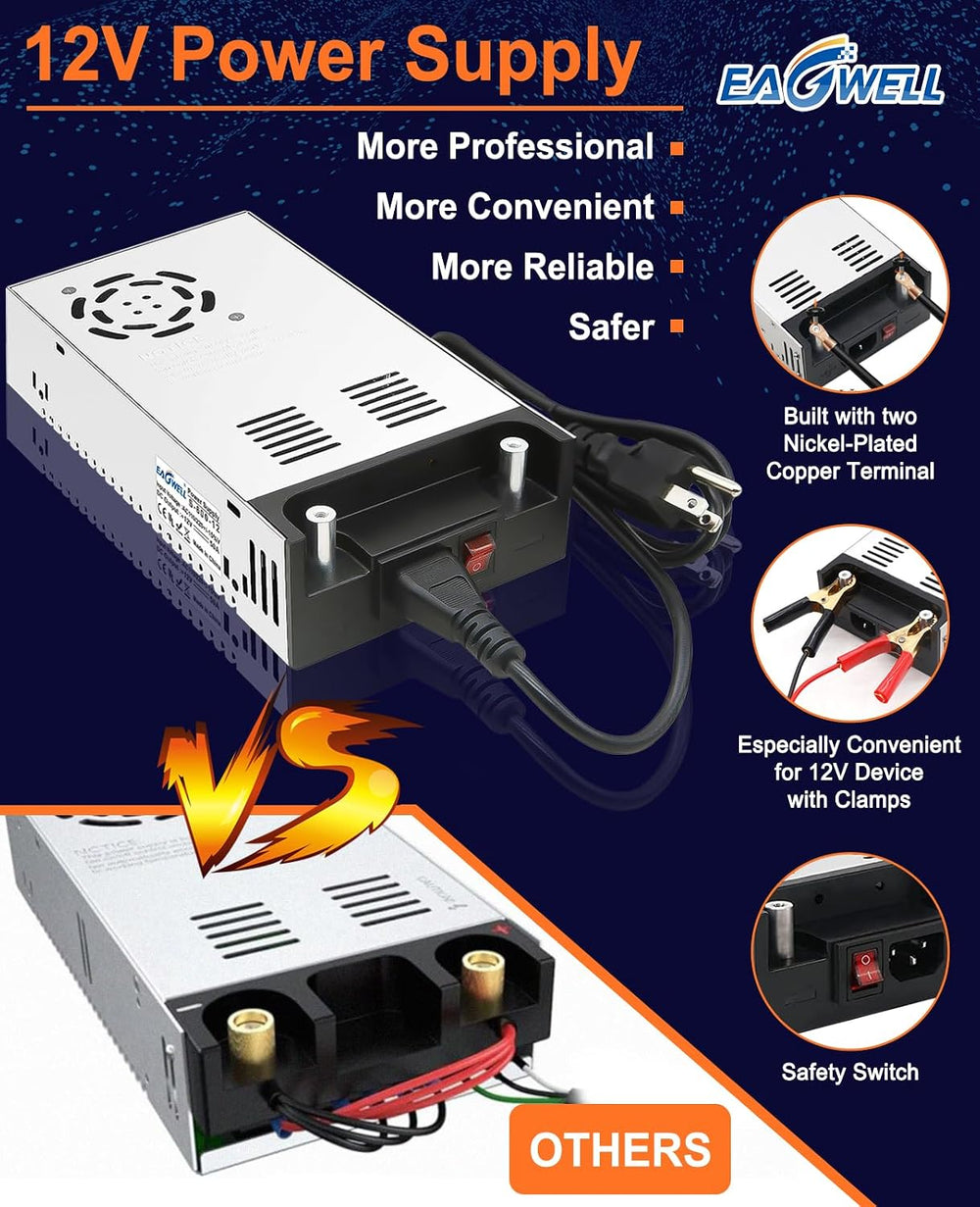 EAGWELL 110V AC to 12V DC Converter 600W Power Supply 50A
