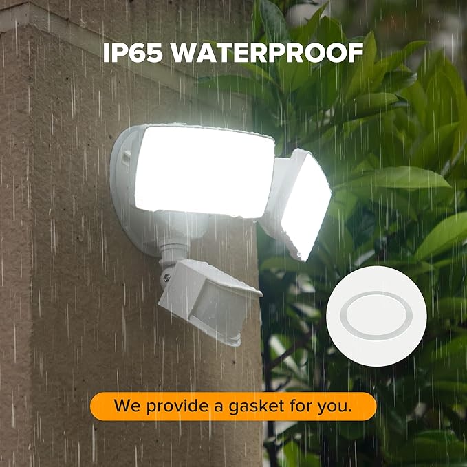 LUTEC 38W 3500 Lumen LED Motion Activated Integrated Dual-Head Floodlight