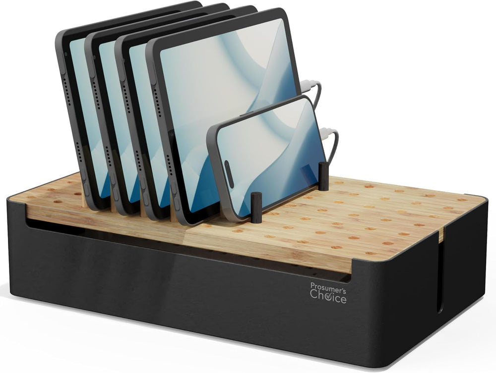 Prosumer's Choice Black Wooden Charging Station Organizer