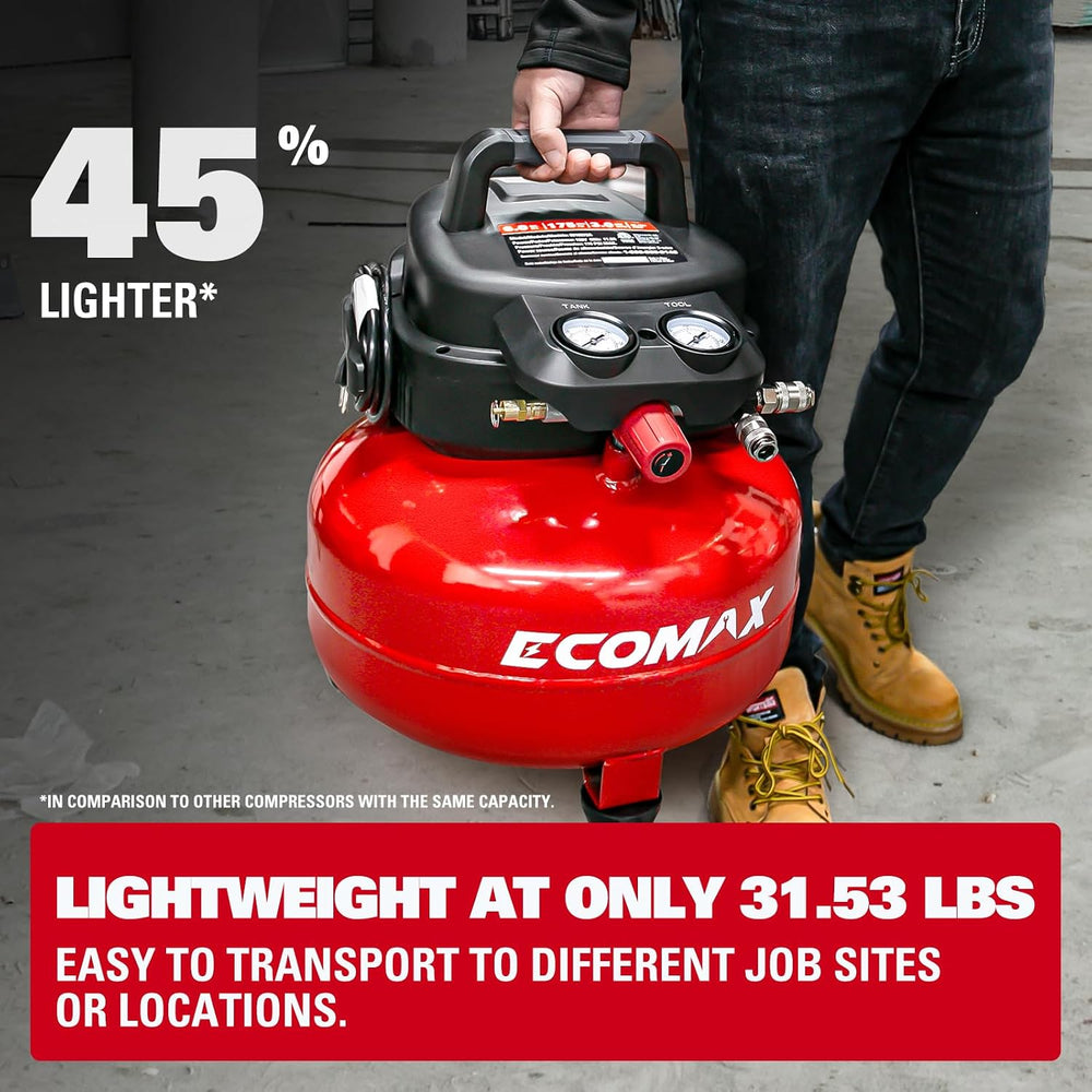 ECOMAX 6 Gallon Pancake Air Compressor 175PSI 3 CFM @ 90 PSI