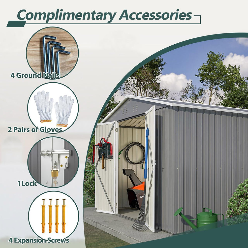 10x10 FT Storage Sheds & Outdoor Storage - Metal Shed with Lockable Door,...