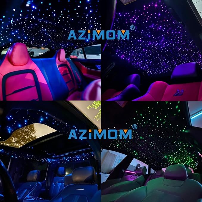 AZIMOM Car Use Bluetooth 6W RGBW LED Fiber Optic Lights Star Ceiling Light Kit