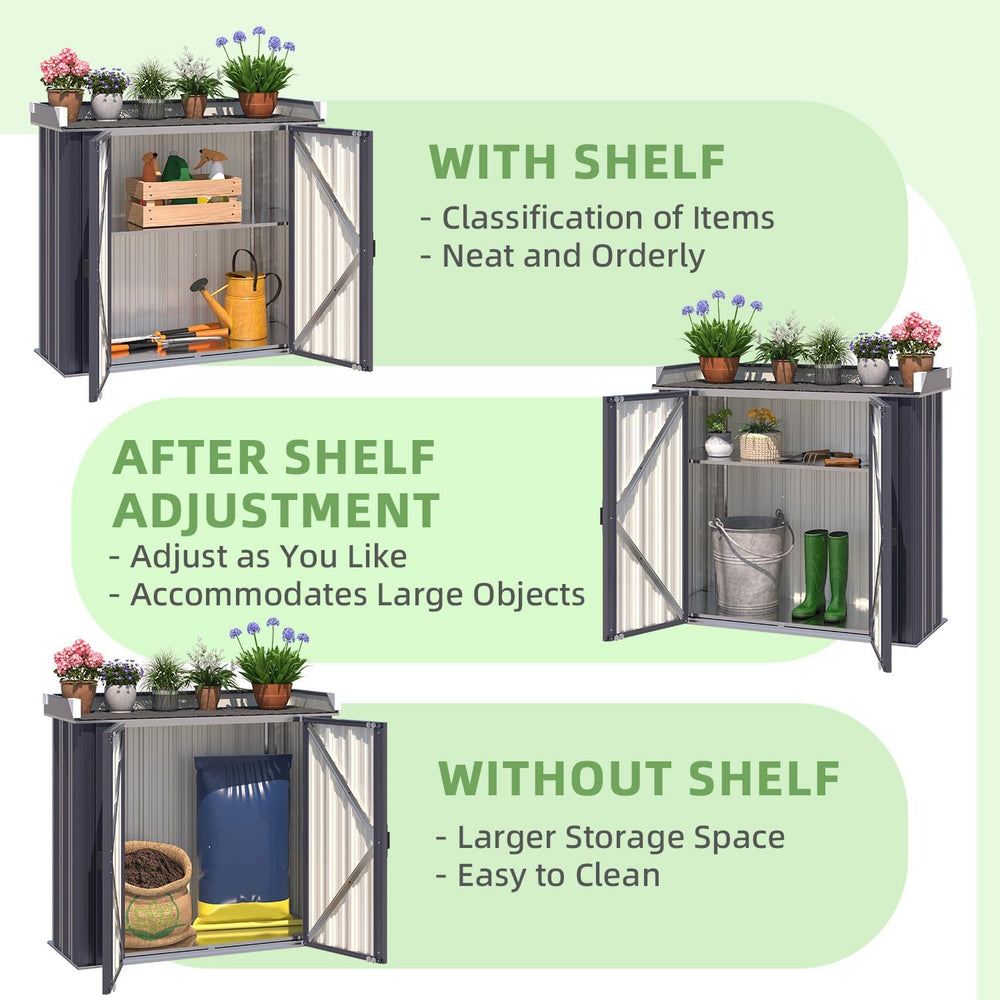 AECOJOY Outdoor Storage Cabinet Waterproof with Floor & Adjustable Shelves