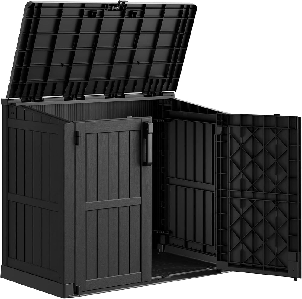 36 Cu Ft Horizontal Resin Storage Shed, Weatherproof Outdoor Storage Cabinet ...