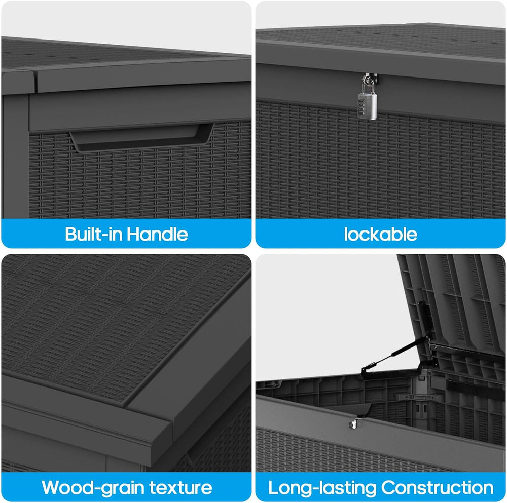 ROJIK Outdoor Storage Housing Deck Box - Waterproof Patio Furniture, Garden T...