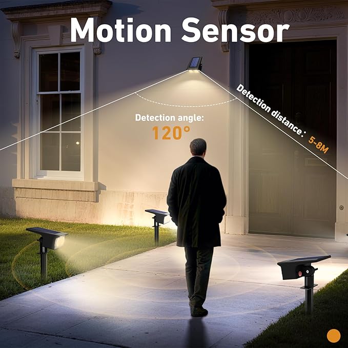 btfarm Solar Spot Lights Outdoor Waterproof, 8 Pack/3 Modes Motion Sensor Lights