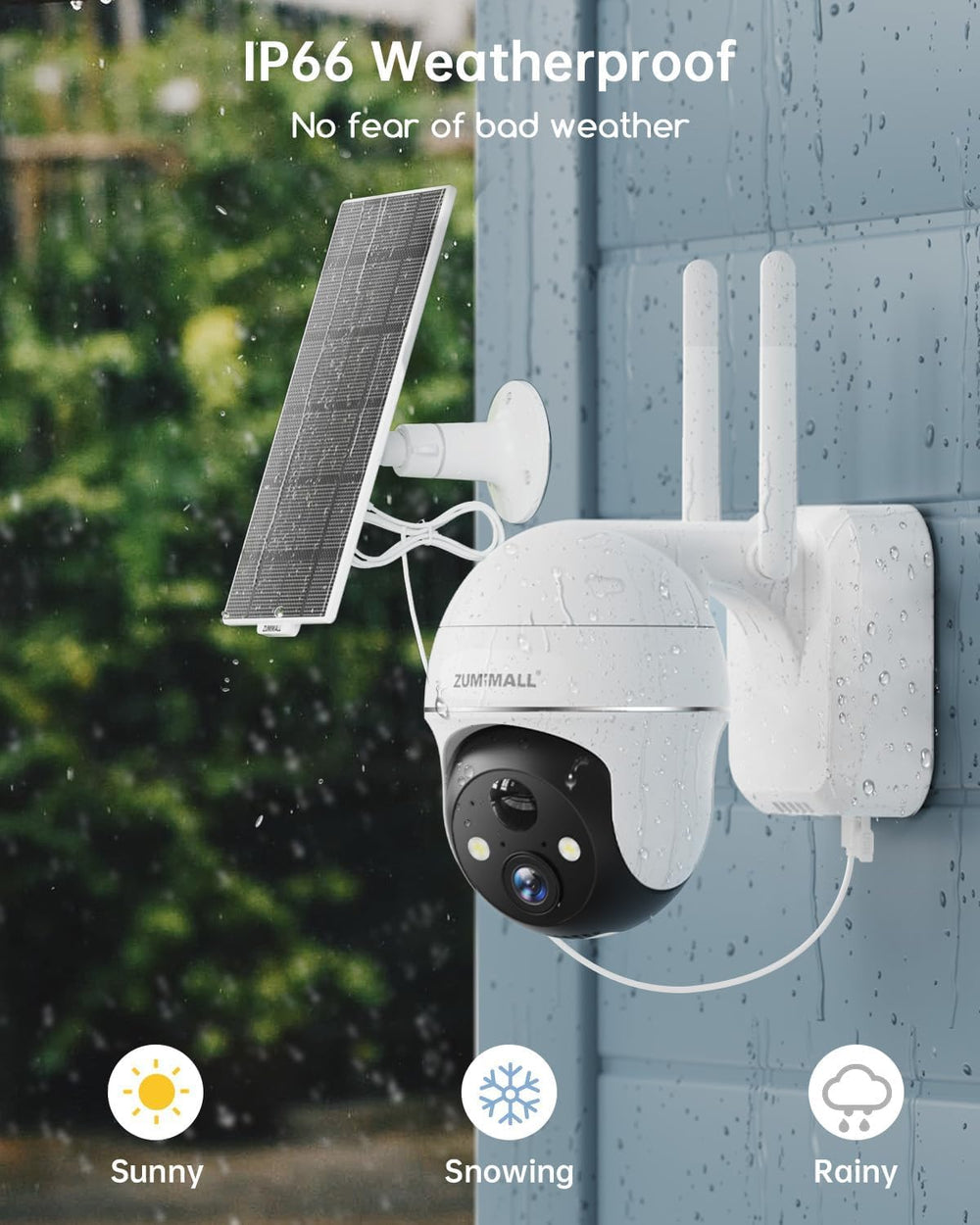 ZUMIMALL 5MP Solar Security Cameras Wireless Outdoor, Solar Powered Cameras f...