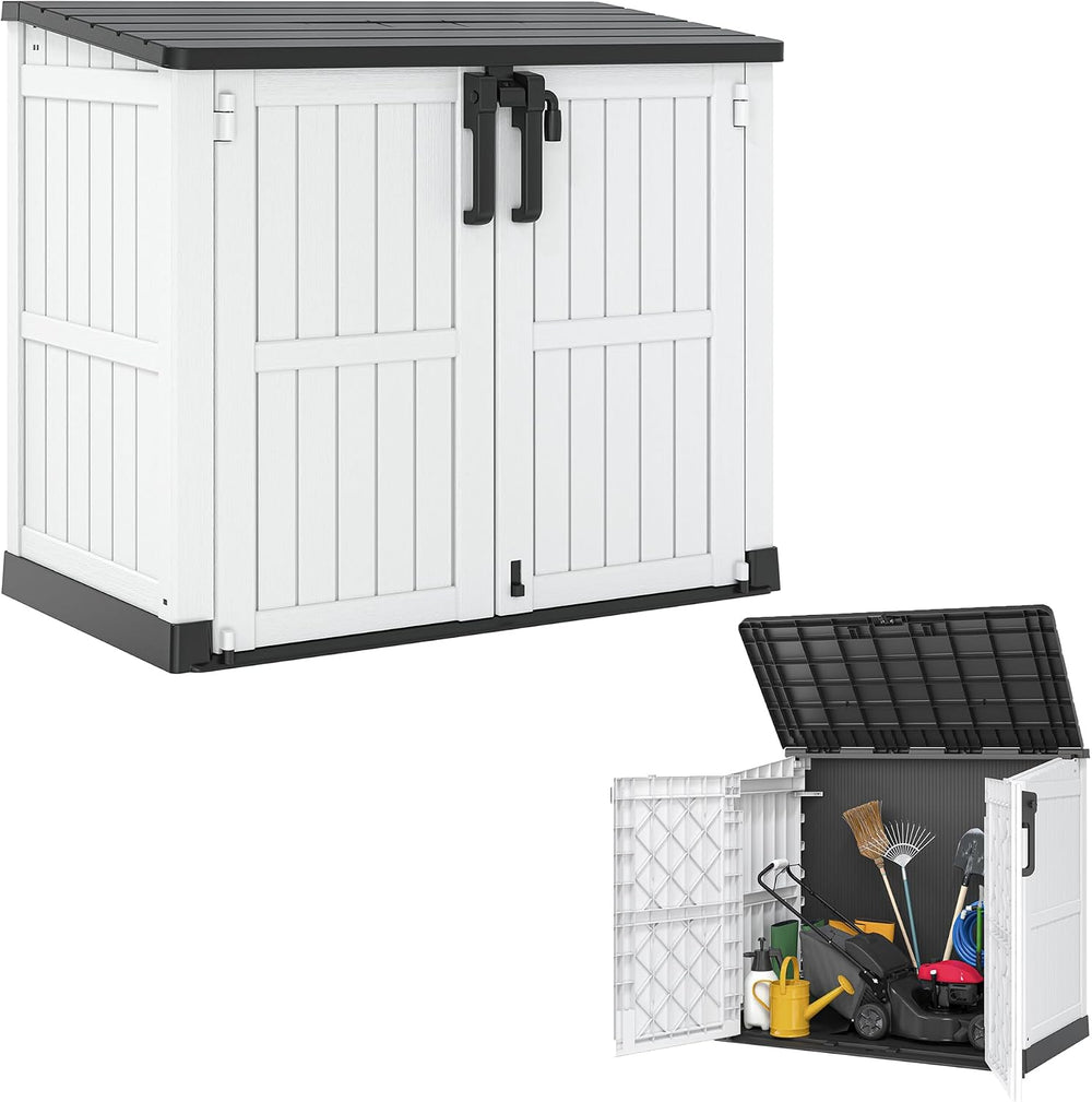 Outdoor Storage Shed 36 Cu Ft with Lockable Doors, Waterproof Storage Box for...