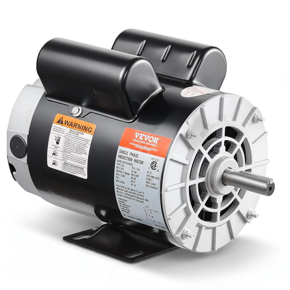 VEVOR 5HP SPL Air Compressor Electric Motor 230V 17.6Amps 56 Frame 3450RPM