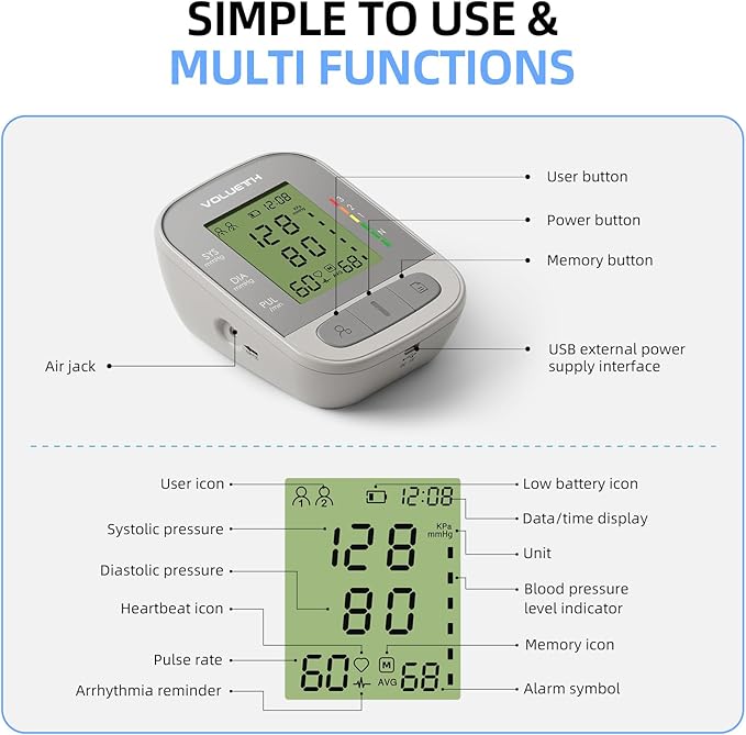 VOLUETH Upper Arm Blood Pressure Cuff, Blood Pressure Monitor