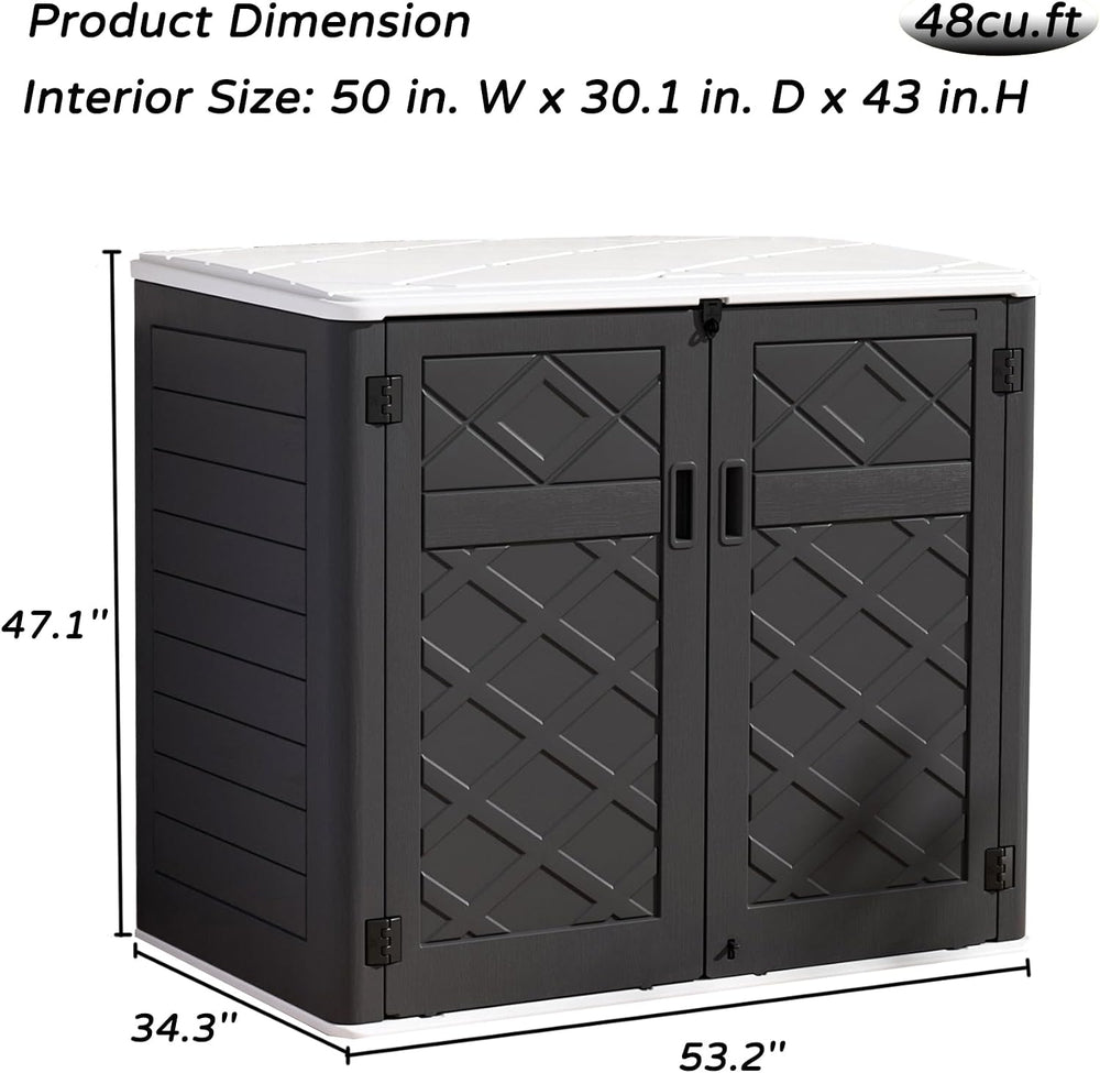 Mrosaa Resin Outdoor Storage Shed, 38 cu.ft Outdoor Storage Box Waterproof fo...