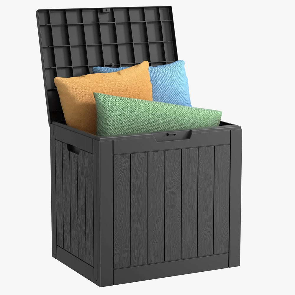 DRATO 35 Gallon Outdoor Storage Box Waterproof, Lockable Resin Deck Box for P...