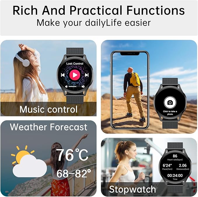 Smart Watch for Men Women Fitness: Waterproof Make/Answer Call Smart Watches