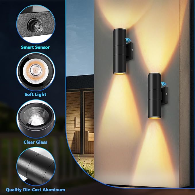 RIDALUX Dusk to Dawn Outdoor Light Fixtures: 4 Pack IP65 Waterproof Exterior