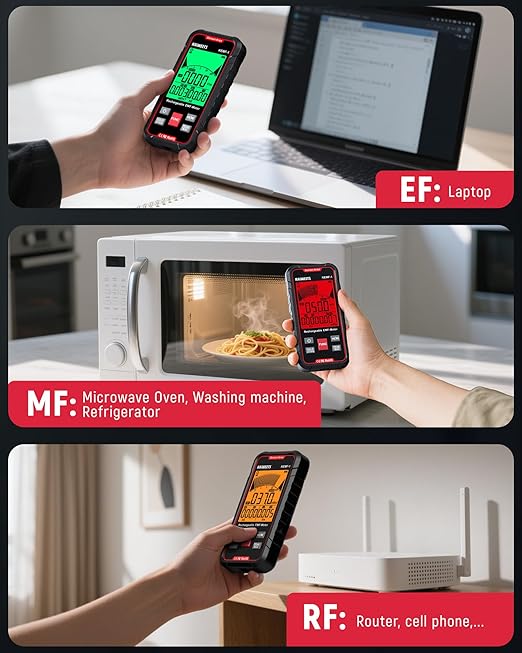 KAIWEETS EMF Detector, 3-in-1 Handheld EMF Meter Detects EF, WiFi Signal