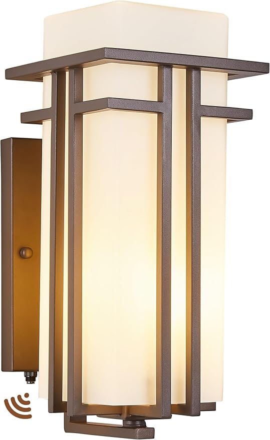 15.35"H Matte Brown Outdoor Wall Light Large Outdoor Wall Lantern Oil Ru...